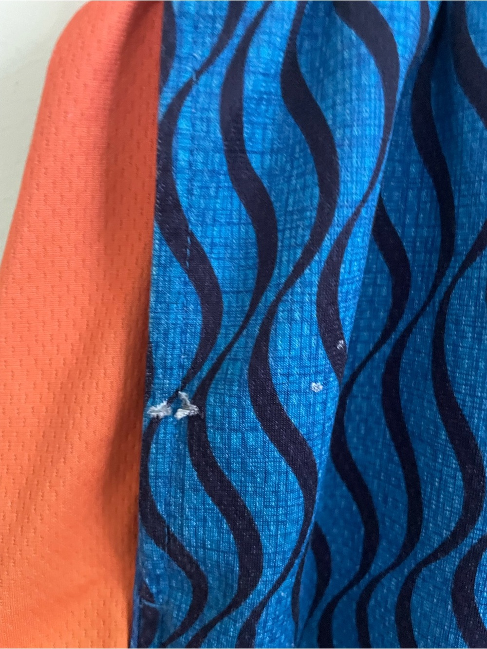Men's Blue Wave Athletic Lacrosse Shorts with Orange Gradient Sides - Picture 4 of 7